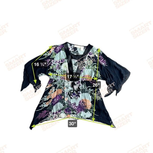 La Cera Womens Top M Black Floral Beaded Embroidered Asymmetrical Hemline Witchy - Picture 2 of 8